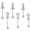 3Pcs 3 Style 925 Sterling Silver Rhinestone Pendant Bails FIND-ME0001-73-1