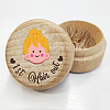 Round Beech Wooden 3D Engraved My First Curl Girl Box CON-WH0120-003-1