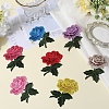CRASPIRE 14Pcs 7 Colors Rose Flower Shape Computerized Embroidery Cloth Iron on/Sew on Patches PATC-CP0001-04-4