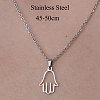 201 Stainless Steel Hamsa Hand Pendant Necklace NJEW-OY001-39-3