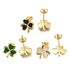 Clover Brass Micro Pave Cubic Zirconia Stud Earring EJEW-C126-01G-5