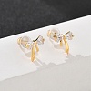 Bowkont Brass Micro Pave Clear Cubic Zirconia Stud Earrings EJEW-B131-03G-1