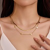 304 Stainless Steel Square Double Layered Necklaces for Women NJEW-U031-06G-1