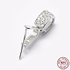 Anti-Tarnish Rhodium Plated 925 Sterling Silver Micro Pave Cubic Zirconia Pendant Bails X-STER-P034-43P-6