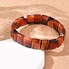 Dyed & Heated Natural Banded Agate Faceted Beaded Stretch Bracelets for Women BJEW-K251-08F-3