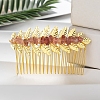 Leaf Natural Strawberry Quartz Chips Hair Combs PW-WG12843-09-1