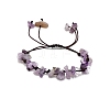 Adjustable Natural Amethyst Chips Braided Bead Bracelet PW-WGB8513-02-1