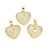 Heart Brass Micro Pave Cubic Zirconia Pendants KK-M325-16A-G-1