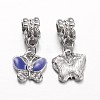 Butterfly Alloy Rhinestone Enamel European Dangle Charms MPDL-L014-01-2