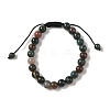 8mm Round Natural Indian Agate  Braided Bead Bracelets BJEW-C067-01B-27-2