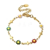 Ion Plating(IP) Enamel Flower & Cross Link Chain Bracelet BJEW-C023-01G-01-1