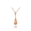 Hollow Drop 18K Rose Gold Plated Tin Alloy Pendant Necklaces NJEW-AA00065-18RG-1