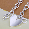 Brass Heart Charm Bracelets For Women BJEW-BB12641-4