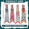 8Pcs 4 Colors Flower Pattern Imitated Silk Fabric Scarf for Women Girls AJEW-GO0004-18-2