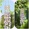 Glass with Iron Hanging Suncatchers AJEW-SP0005-02-6