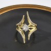 Brass Micro Pave Cubic Zirconia Cuff Open Rings for Women RJEW-L343-09G-01-2
