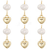6Pcs Brass & Natural Pearl Heart Pendants KK-BBC0019-31-1