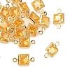 SHEGRACE Brass Pave Cubic Zirconia Square Connector Charms XGRQ2O088-440D-G-1