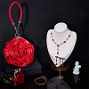 Rose Alloy Dangle Stud Earrings & Link Chain Bracelet & Pendant Necklace Sets SJEW-UN0001-22-2