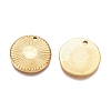 Textured Flat Round 304 Stainless Steel Pendants X-STAS-G218-06G-2