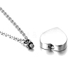 Tarnish Resistant Stainless Steel Heart Urn Ashes Pendant Necklace PW-WGA46B3-01-5