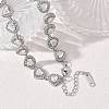 304 Stainless Steel Full Crystal Rhinestone Heart Link Chain Necklaces for Women SA-CBABBEA-01-3