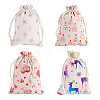 20Pcs 4 Styles Christmas Cotton Fabric Cloth Bag ABAG-TA0002-11-1