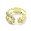 Brass Micro Pave Clear Cubic Zirconia Cuff Ring RJEW-Z035-04G-2