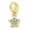 Rack Plating Brass Micro Pave Clear Cubic Zirconia European Dangle Pendants KK-Z067-27G-1