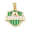 Football Theme Brass Enamel Pendants KK-A303-01F-G-1