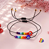 2Pcs Pride Month Evil Eye Glass Seed Beaded & Handmade Lampwork Braided Bead Bracelets MO7433-2-4
