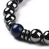 4Pcs Synthetic Hematite & Natural Black Agate(Dyed) & Lava Rock & Tiger Eye Beads Stretch Bracelets Set for Women Men BJEW-JB08938-5