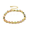 Enamel Evil Eye & Cubic Zirconia Heart Link Chain Bracelet BJEW-H555-01C-1