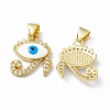 Rack Plating Brass Micro Pave Clear Cubic Zirconia Charms ZIRC-C041-26G-1