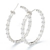 Brass Micro Pave Clear Cubic Zirconia Half Hoop Earrings EJEW-A058-01P-3