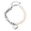 304 Stainless Steel Heart Charm Bracelets BJEW-JB13361-01-2