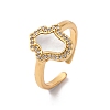 Brass Micro Pave Cubic Zirconia Shell Cuff Rings KK-D363-24A-G-2