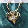 Brass Pave Clear Cubic Zirconia Heart Pendant Necklaces for Women NJEW-K381-07A-G-2