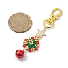 Christmas Wreath Glass Seed Pendant Decorations with Bell HJEW-MZ00077-02-3