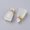 Faceted Natural Quartz Crystal Openable Perfume Bottle Pendants G-P435-B-03G-2