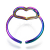 304 Stainless Steel Hollow Heart Cuff Rings RJEW-N038-122M-4