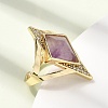 Brass Micro Pave Cubic Zirconia Cuff Rings for Women GG-CBA7610-11G-04-3