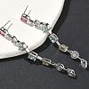 Rectangle with Teardrop Brass Micro Pave Cubic Zirconia Dangle Stud Earrings EJEW-G452-10P-2