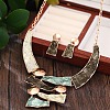 Trapezoid Zinc Alloy Enamel Pendant Necklaces & Stud Dangle Earrings Sets for Women WG56C72-04-2