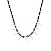 Adjustable Wood Beads Resin Fang Braided Wazed Cord Tribal Necklaces WGF0609-01-4