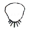 Natural Indian Agate Round Beaded Fan Bib Necklaces NJEW-N064-04D-1