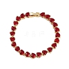 Brass Micro Pave Red Cubic Zirconia Chain Bracelets for Women BJEW-M047-01A-4