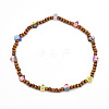 Round Natural Wood Beaded Stretch Necklaces NJEW-JN03451-4