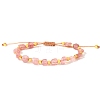 Natural Strawberry Quartz Braided Bead Bracelets PW-WGF95B2-03-1