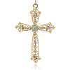 Shining Golden Plated Alloy Rhinestone Cross Big Pendants Necklace Charms RB-J206-28G-1